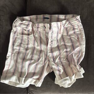 Old Navy Striped Jean Shorts - White and Red